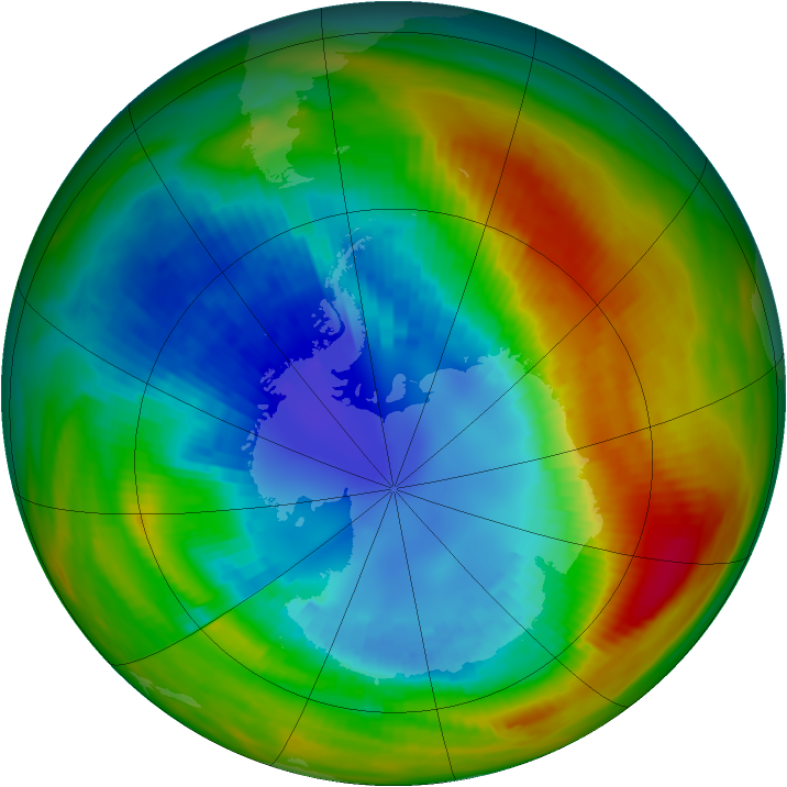 Antarctic ozone map for 28 August 1988